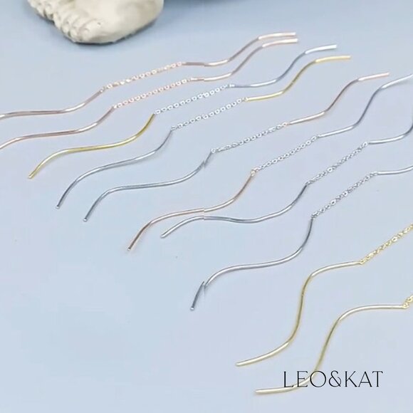 Gold and Silver Threader Earrings. 925 Sterling Silver. #1063 - Picture 2 of 5